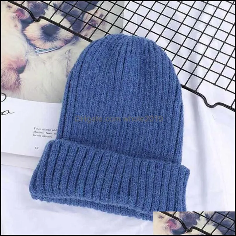 beanie/skull caps pure color stripe knitting wool men and women age season fashion with han edition warm turtleneck cap panic buying