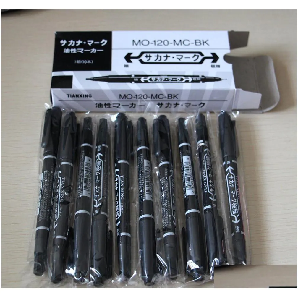 10pcs assorted tattoo transfer pen black dual tattoo skin marker pen tattoo supply for permanent makeup shipping