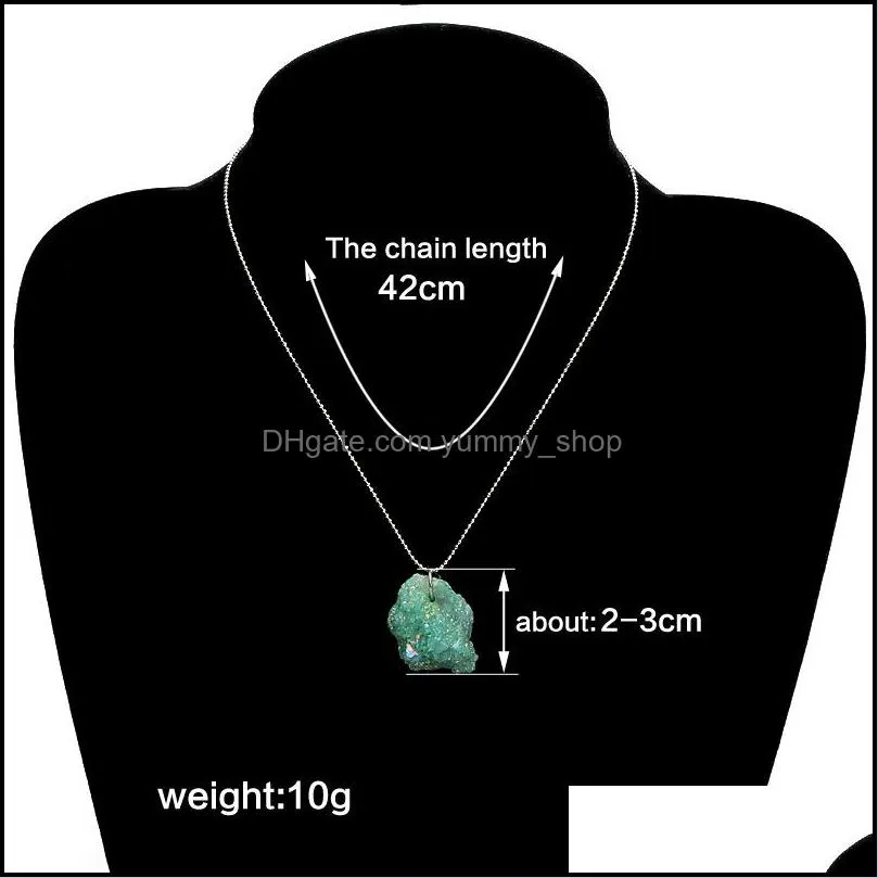 fashion colorful brazilian irregular natural stone quartz crystal pendant necklace for women gold chain necklace jewelry