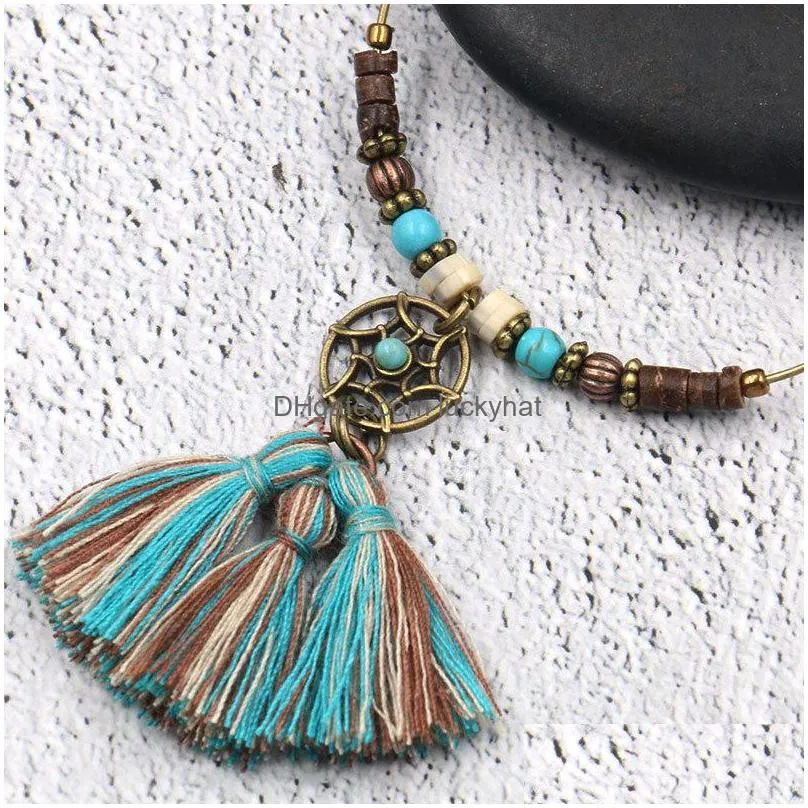 bohemian fashion jewelry womens vintage earrings beads tassels dangle earrings