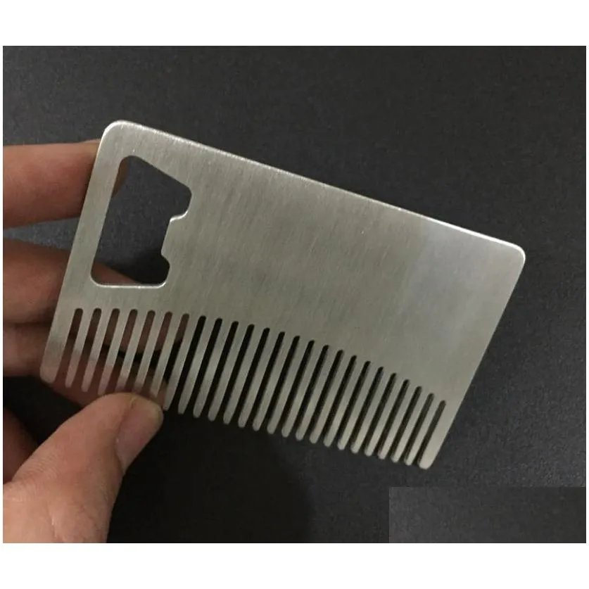 fast shipping card style mens mustache comb beer openers anti static stainless steel comb bottle opener sn4426