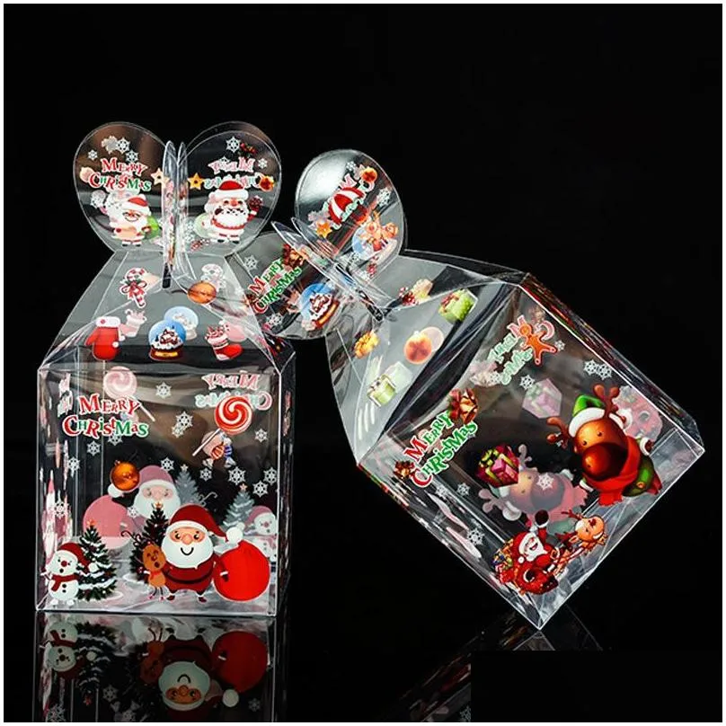 many styles pvc transparent candy box christmas decoration gift box and packaging santa claus snowman elk reindeer candy  boxes