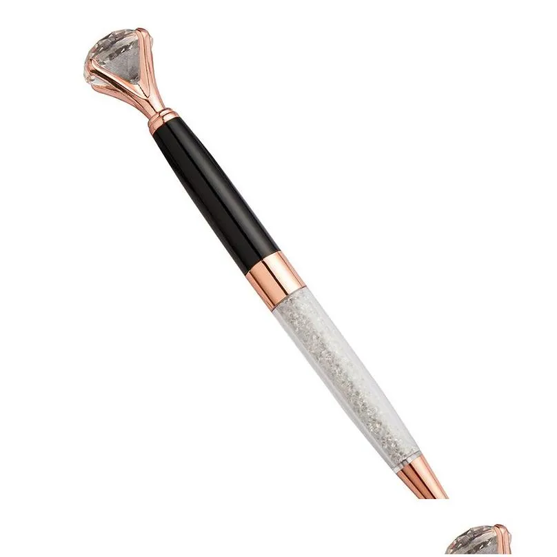 diamond pen big crystal ballpoint pens stationery ballpen oily rotate twisty black refill