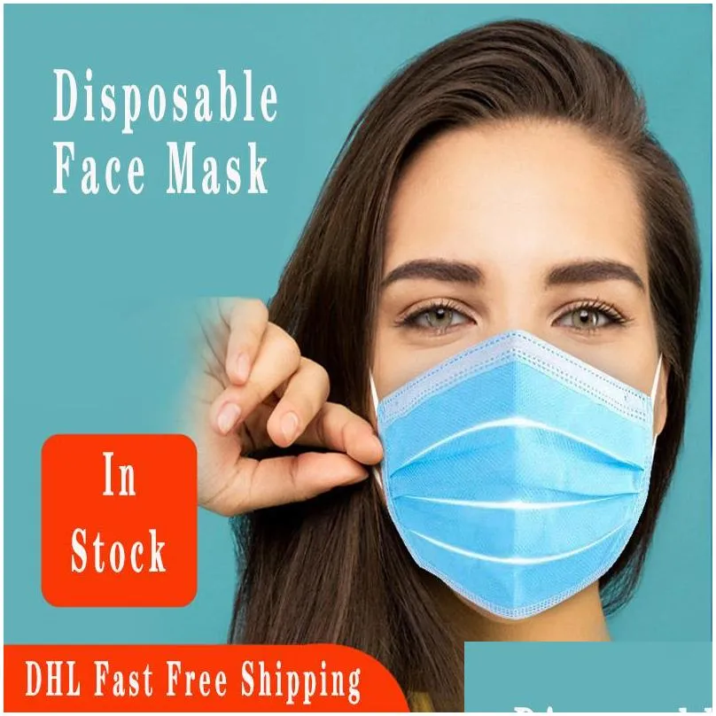 adult disposable face mask 3 layers disposable face mask 50 pcs/bag antidust protective mask