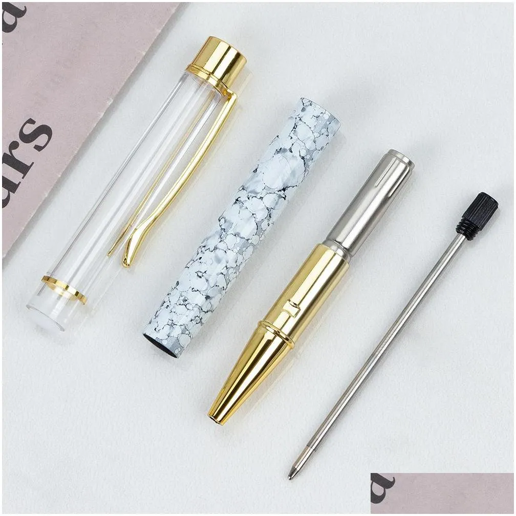 diy pen marble crystal ballpoint pens handmade selfassembling sand shell glitter foating