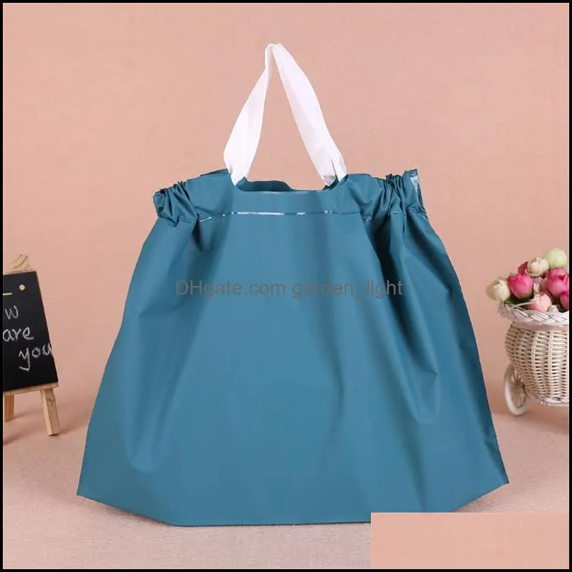 100 pcs eva frosted drawstring bag plastic clothing bag with handle shopping package bag 35x25 gift package bags