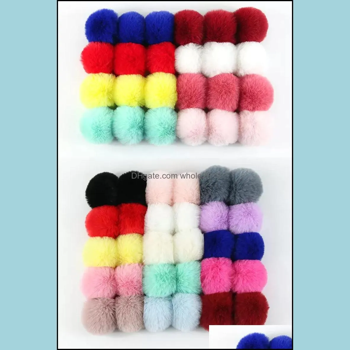 8cm faux rabbit fur ball pom poms fluffy pompom accessories diy for women kids winter hats skullies beanies knitted cap key ring