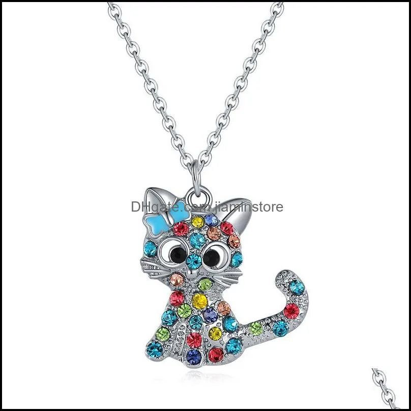 cute cartoon cat necklace earrings ring set spot color kitten childrens animal jewelry sets