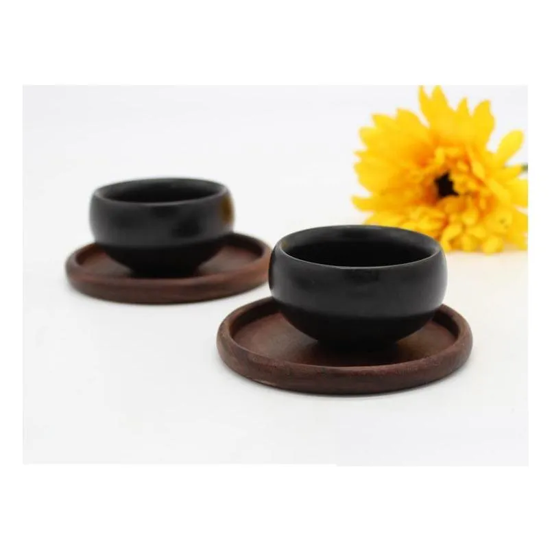 100pcs/lot 8.8cm beech walnut wood coasters wooden cup coffee tea cup pads drinking mats teapot drink coaster sn1139
