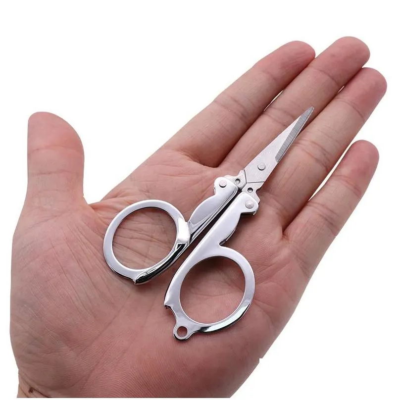 stainless steel folding scissors mini convenience travel silver tailor scissors household hand tools