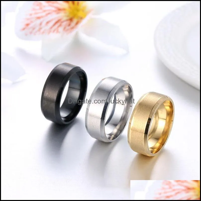 classic mens 8mm stainless steel rings brushed surface wedding band unisex engagement jewelry size 613