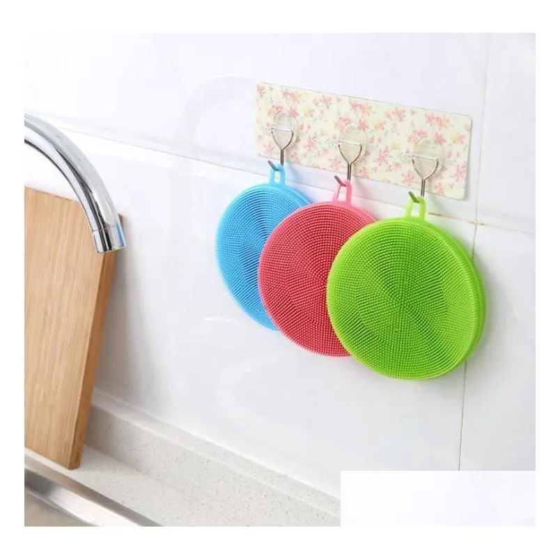 magic silicone dish bowl cleaning brushes scouring pad pot pan wash brushes cleaner kitchen