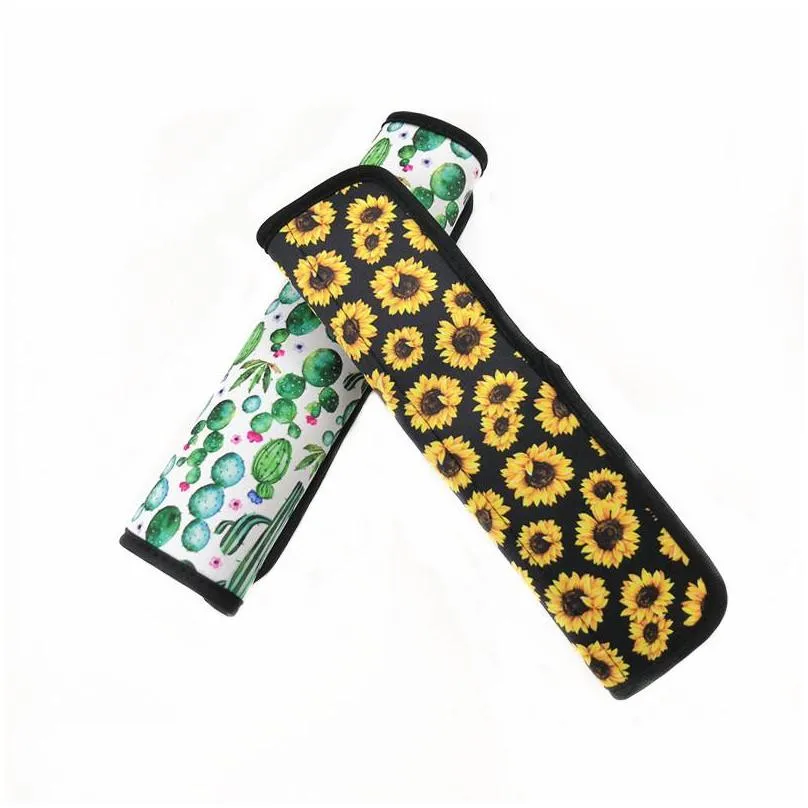 cactus sunflower leopard print neoprene car safety seat belt strap soft shoulder pads covers for party wedding favors gift for guest