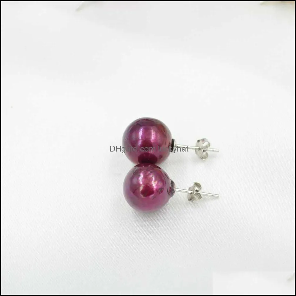 handmade stud pearls sterling silver s925 1011 mm edison 11 colors for choose colorful earrings