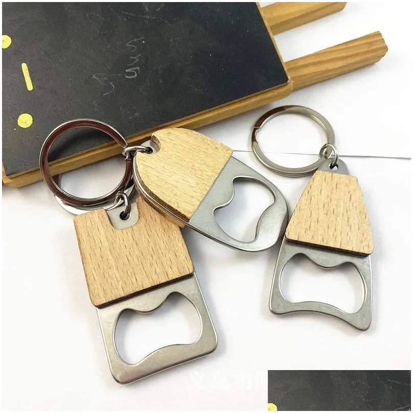 portable small bottle opener with wood handle wine beer soda glass cap bottle opener key chain for home kitchen bar lx4078