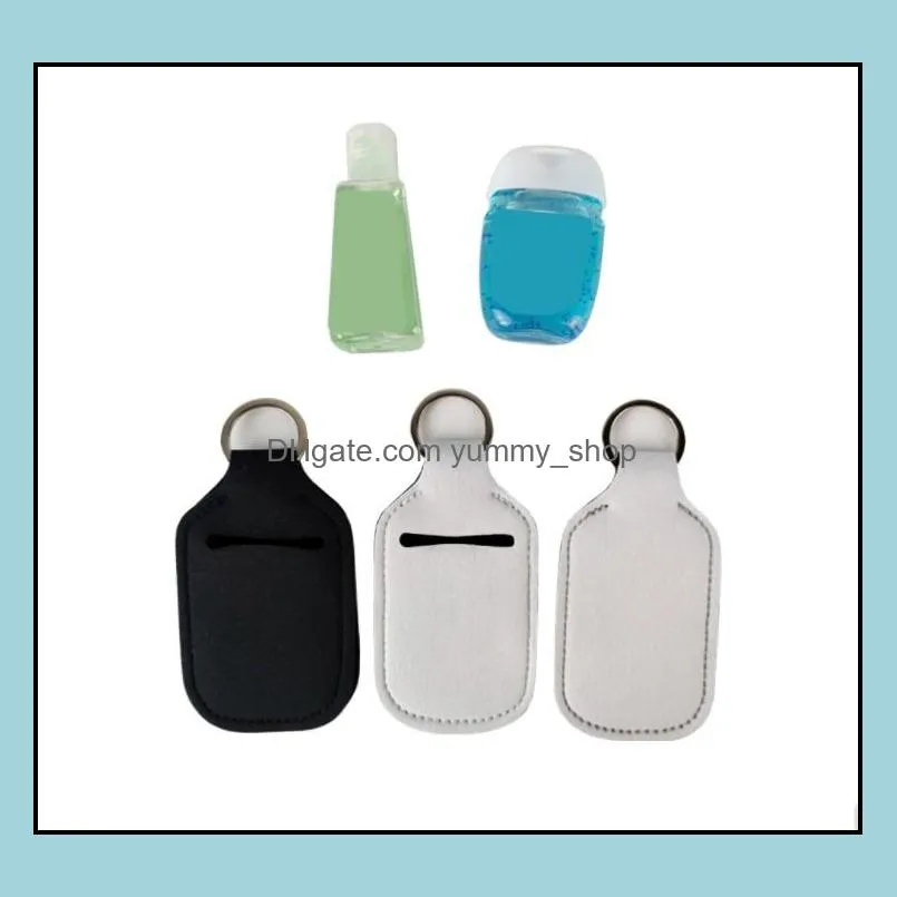 blank printing colors neoprene liquid gift wrap soap bottle holder 30ml hand sanitizer keychain rra13020