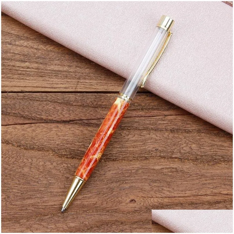 diy pen marble crystal ballpoint pens handmade selfassembling sand shell glitter foating