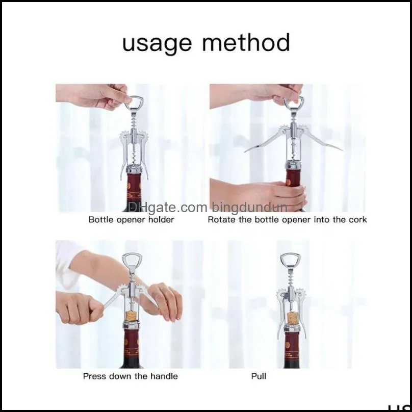 wine opener bottle opener stainless steel metal strong pressure wing corkscrew for bars kitchen gadgets and accessories seaway