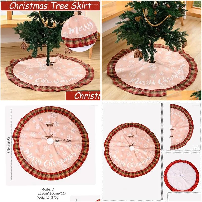 christmas decorations plaid edges tree skirt snowflake alphabet blanket xmas holiday practical party supplies