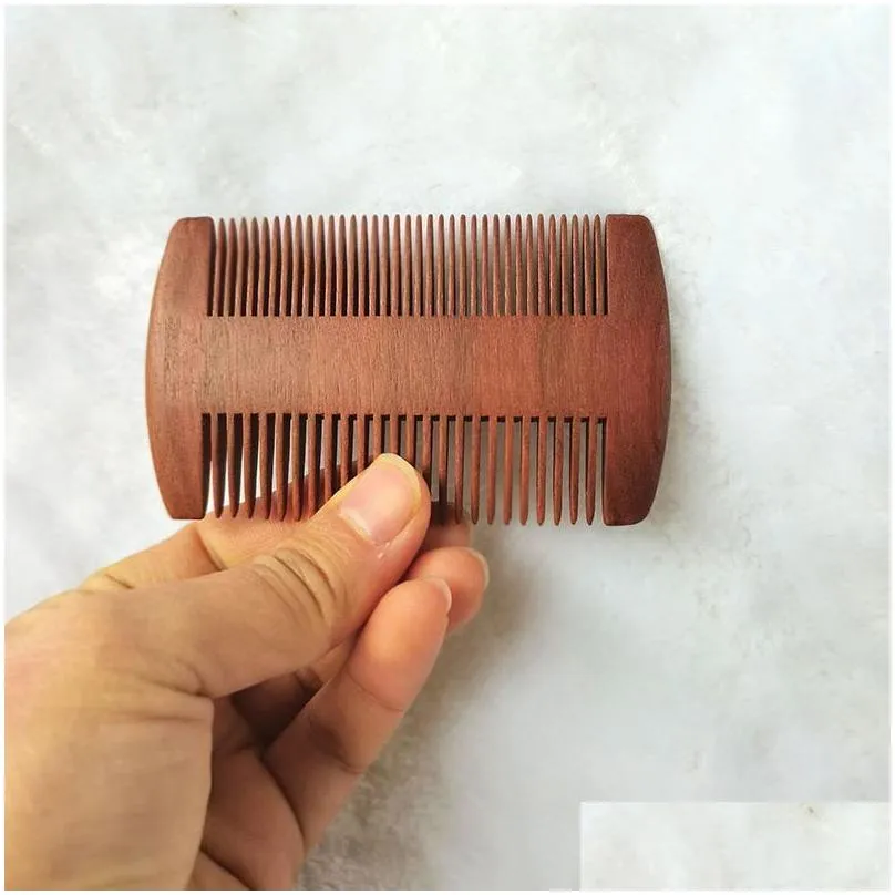 mens wooden beard brush party favor natural sandalwood double sided close tooth comb household hair combs