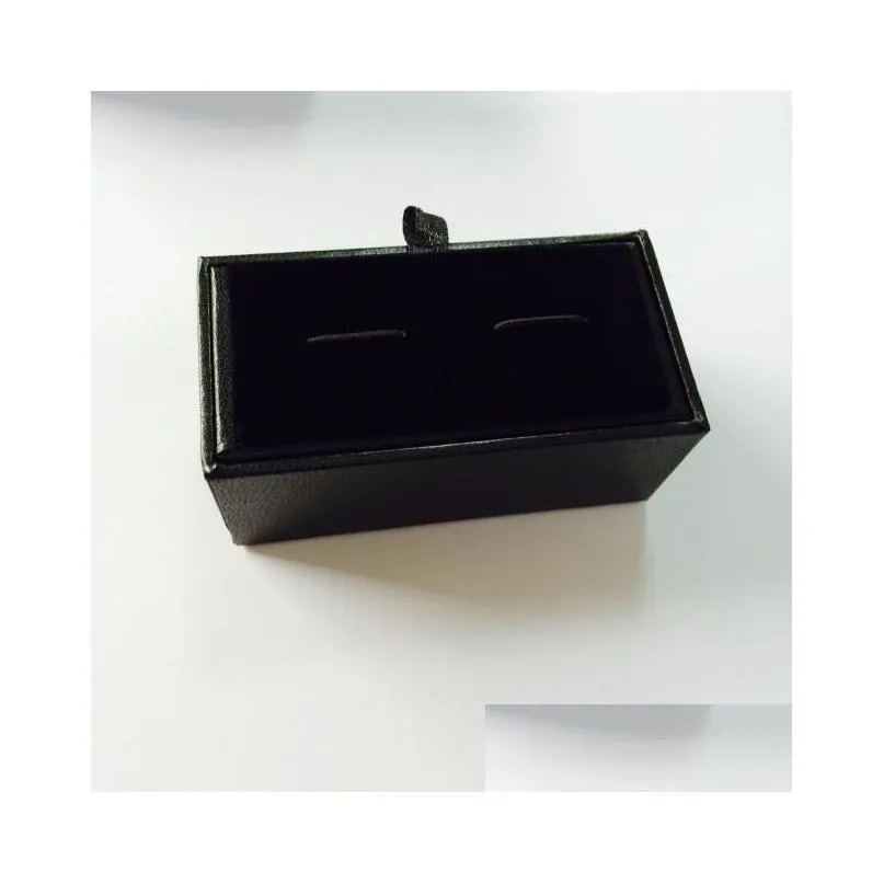 wholesale 100pcs/lot black cufflink box cufflink gift case holder jewelry packaging boxes organizer black dhs 