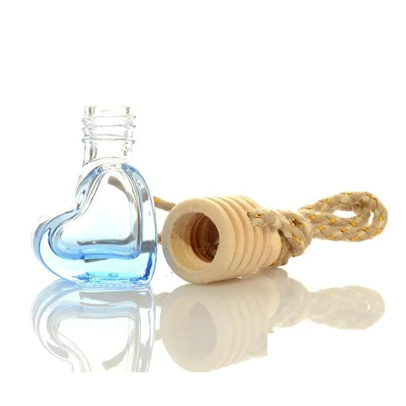 wholesale 5ml mini glass perfume bottle aromatherapy car hang decoration hanging perfume bottles with wooden cap sn2652