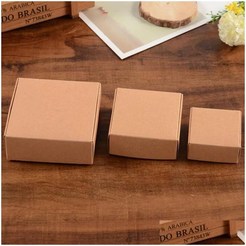 9.5x9.5x3.5cm kraft paper cardboard package box gift packaging soap jewlery packing box candy boxes za4518
