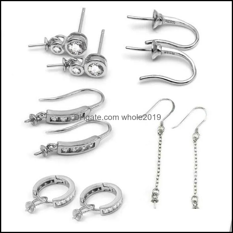 925 sterling silver earrings settings fitting charms dangle earring 6 styles drop earrings jewelry women statement jewelry