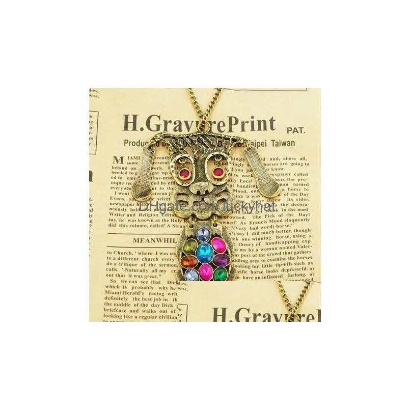 fashion jewelry vintage cute colorful dog pendant necklace