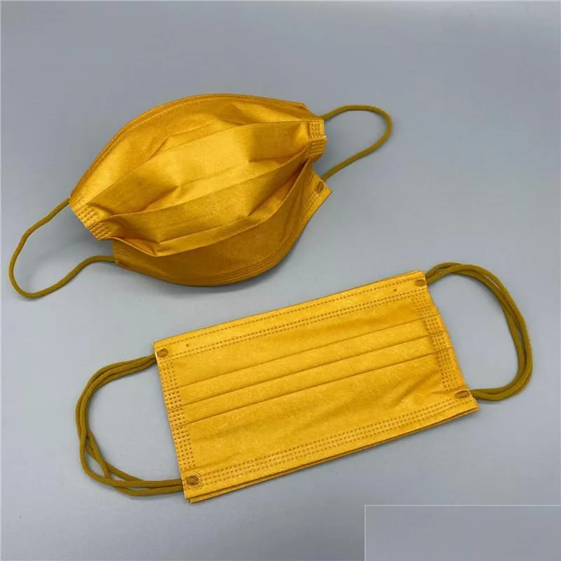 gold disposable mask adult fashion designer face masks 3 layers nonwoven protection