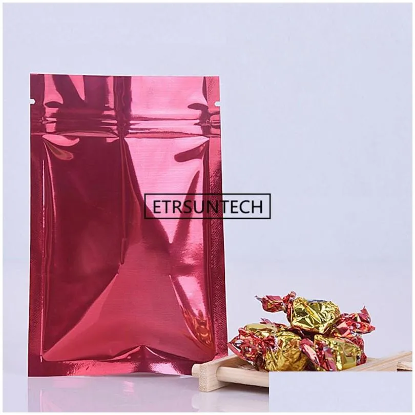 various of sizes tear notch aluminum foil bag heat sealing storage bags flat red aluminum foil bag lx1046