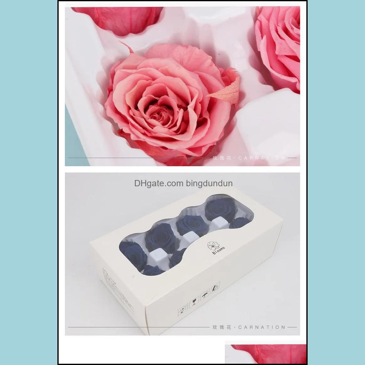 new8pcs/box high quality preserved flowers flower valentines immortal rose 5cm diameter eternal life flower mothers day gift rrf12295