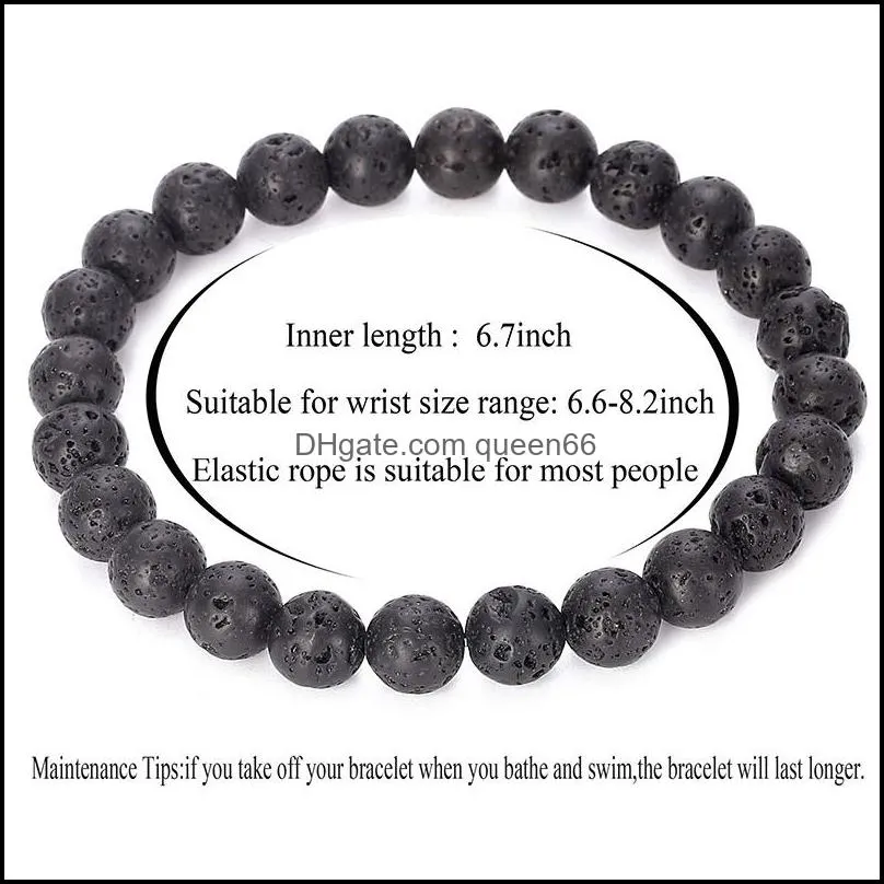 new 8mm round lava rock tiger eye beaded bracelets for women men natural stone elastic handmade bangle yoga bracelet fashion crafts