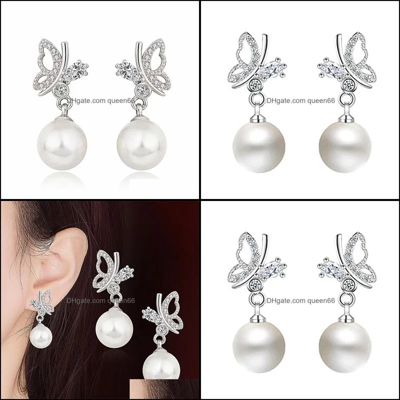 exaggerated butterfly earrings for women luxury jewelry rhinestone pendant earrings elegant colorful vintage trend pearl stud earring