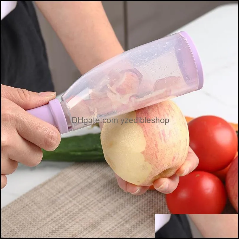 multifunctional vegetable tools storage type peeling knife with tube peeler peeling  supplies household