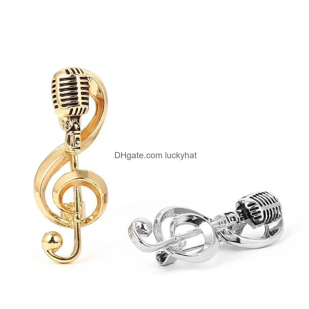 fashion jewelry music microphone shape brooch alloy voice tube brooches