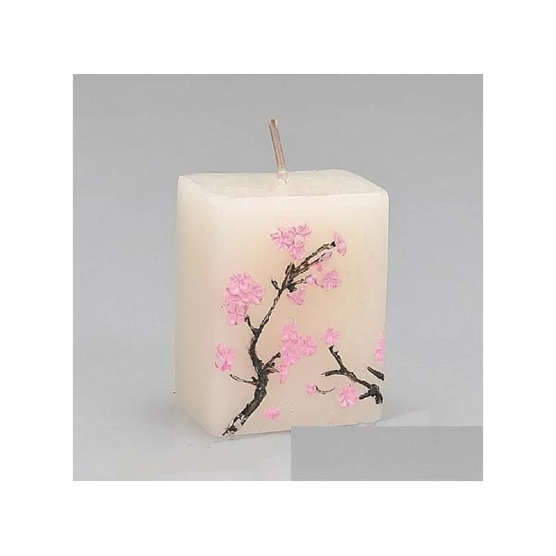 100pcs wedding candles smoke scented wax cherry blossoms candle wedding present gifts favors party decoration