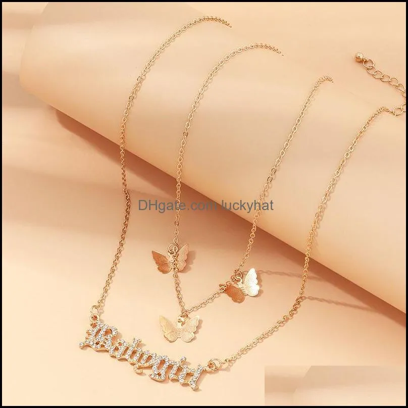 bohemian cute babygirl letters butterfly choker necklace for women gold silver color clavicle chain fashion female choker jewelry