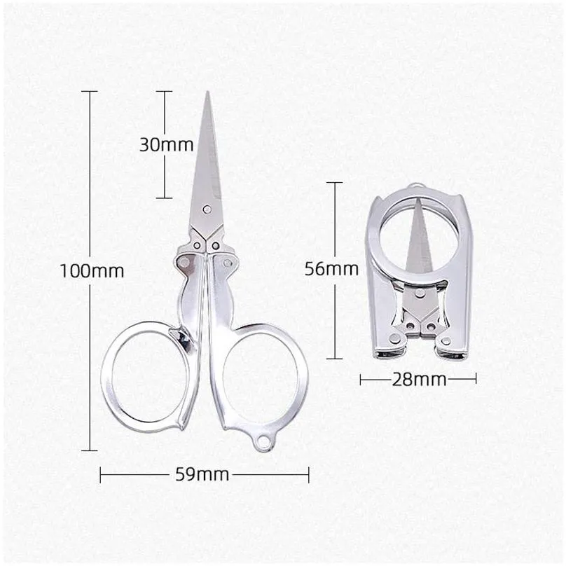 stainless steel folding scissors mini convenience travel silver tailor scissors household hand tools