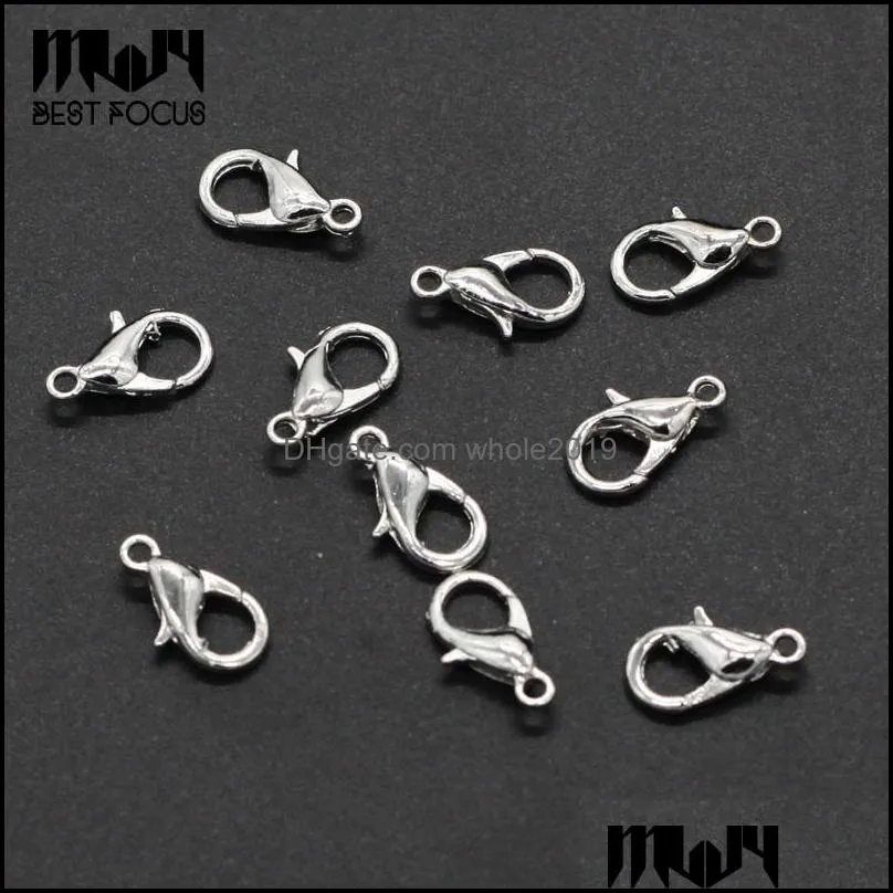 6 colors alloy lobster clasps for necklace 12mm diy hook clasps with open tools ring jewelry making wholesale 1000 pcs/lot