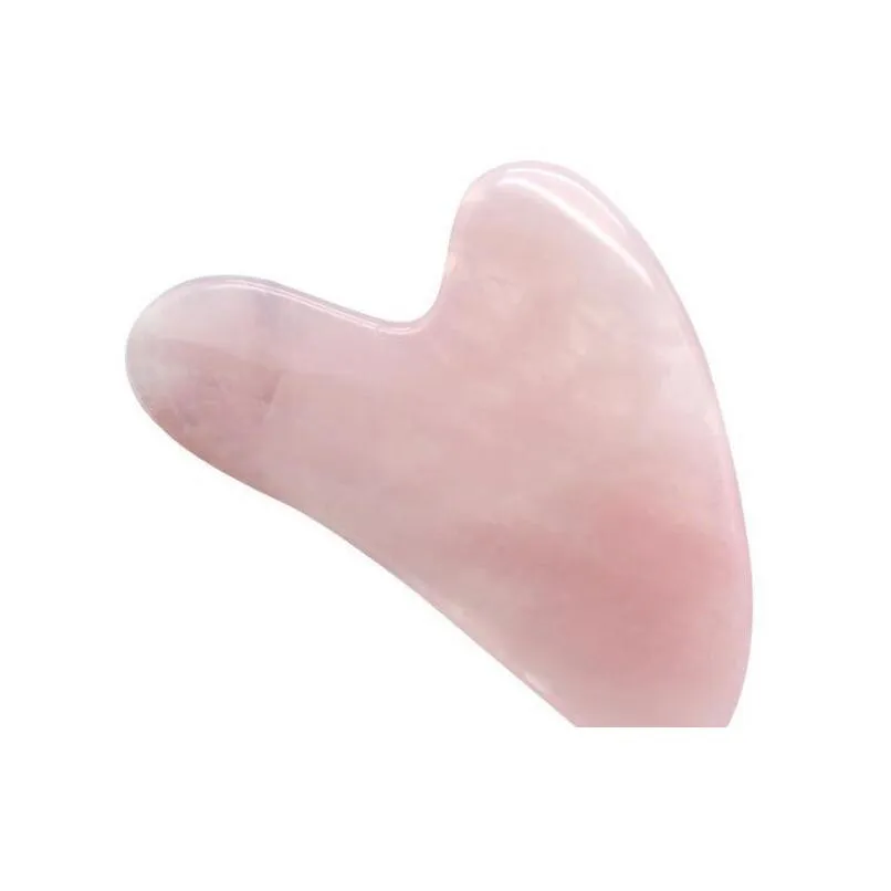 quality rose quartz pink jade guasha board natural stone scraper chinese gua sha pad