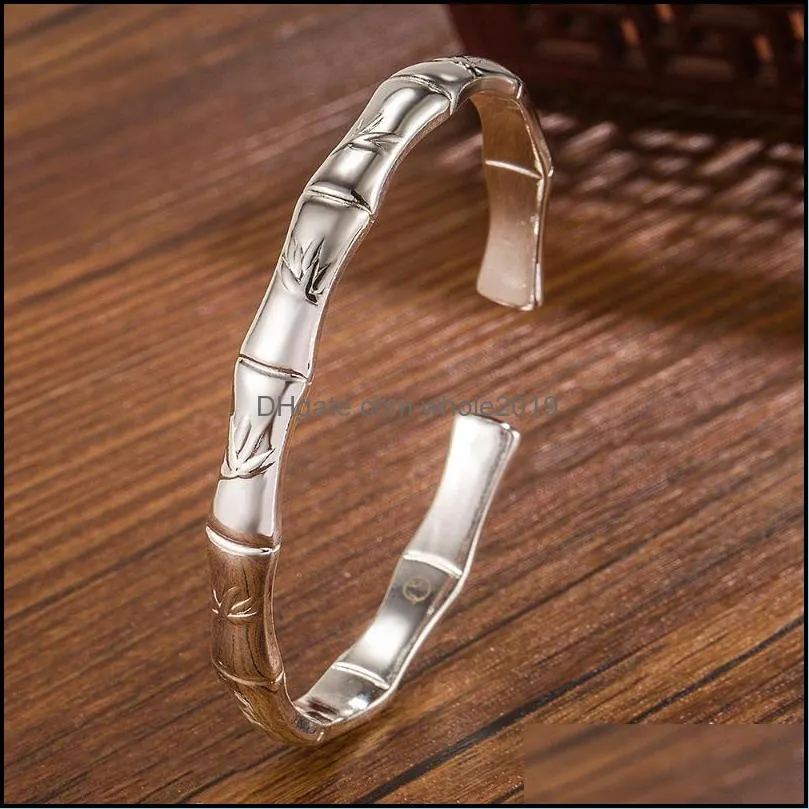 bangle arrival 925 sterling sliver high quality color multi segment bamboo open adjustable bracelets women