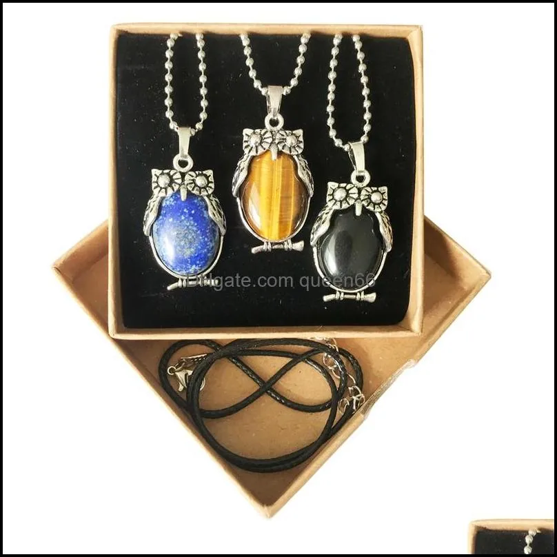 jewelry for men and women lucky owl pendant necklace gift packaging 12 pieces mixed color wholesale