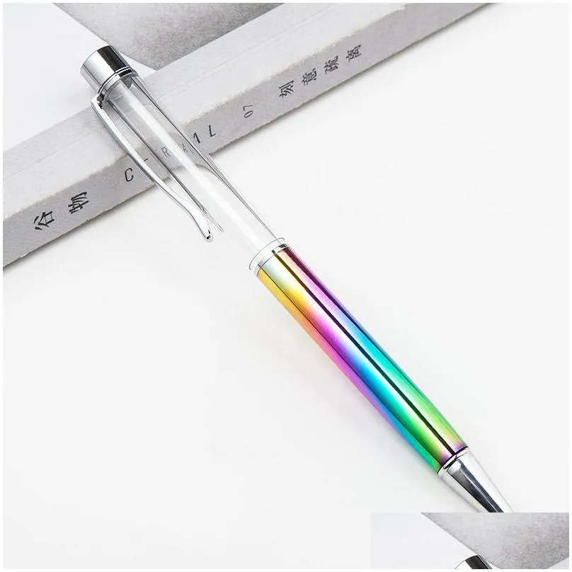 diy empty stick pens 2in1 slim crystal diamond ballpoint pens glitter stylus touch pen