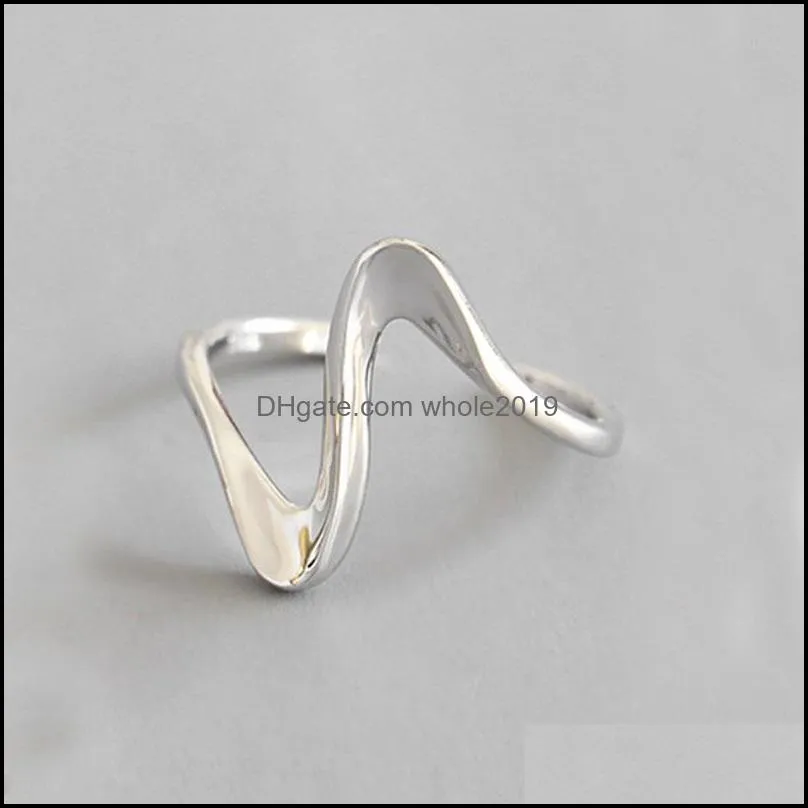 korean style ins simple wave ring for women 100 925 sterling silver open rings fine party jewelry ymr704