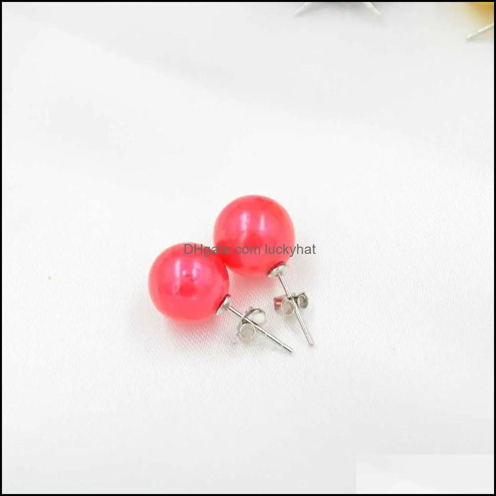 handmade stud pearls sterling silver s925 1011 mm edison 11 colors for choose colorful earrings