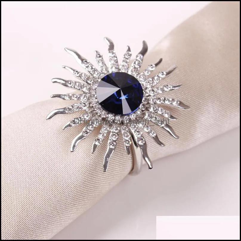 bling blue napkin ring holder diamond