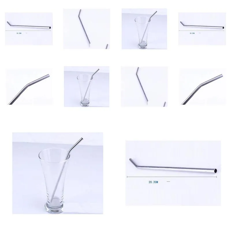 dhs wholesale stainless steel straw drinking straw bend drinking straw 300pcs/lot