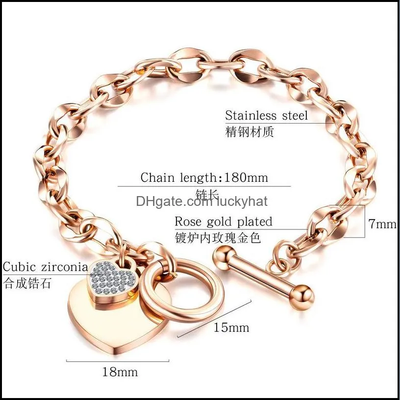 stainless steel love heart bracelets for women party gift fashion chain charm bracelet jewelry wholesale text engraved