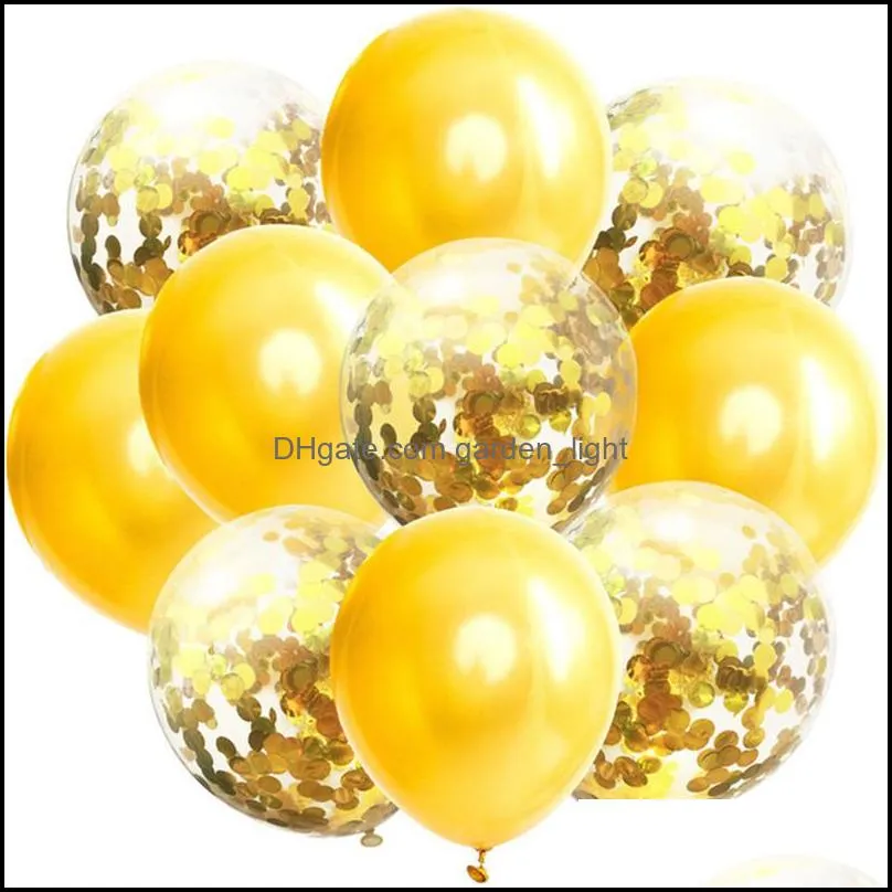 12 inches balloon set 5pcs latex balloon add 5 pcs sequin confetti balloon set wedding birthday party decoration confetti balloons